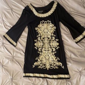 Retro fly sleeve flare dress S